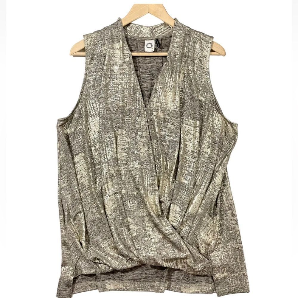 Anthropologie Akemi + Kin Metallic Sabrina Faux Wrap Top Size small